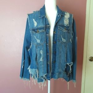 Zara distressed denim jacket